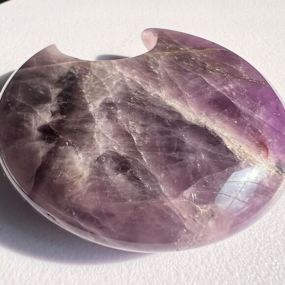 Amethyst Crystal Crescent Moon Carving Meditation Stone - Picture 3 of 10